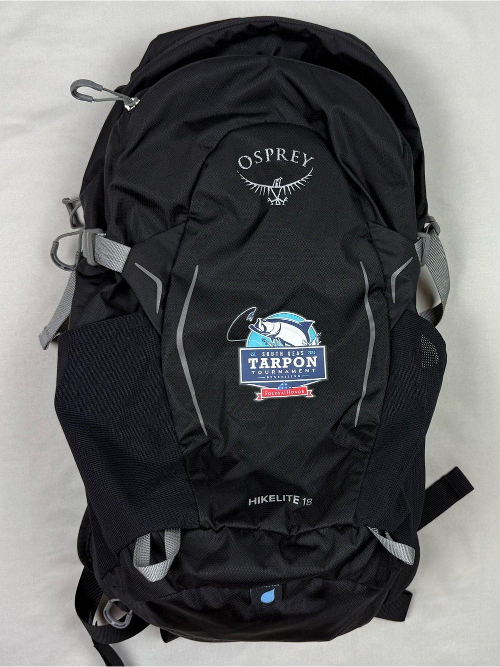 Osprey Hikelite 18 Backpack with Rain Cover Black Hiking Day Pack Tarpon Fishing
